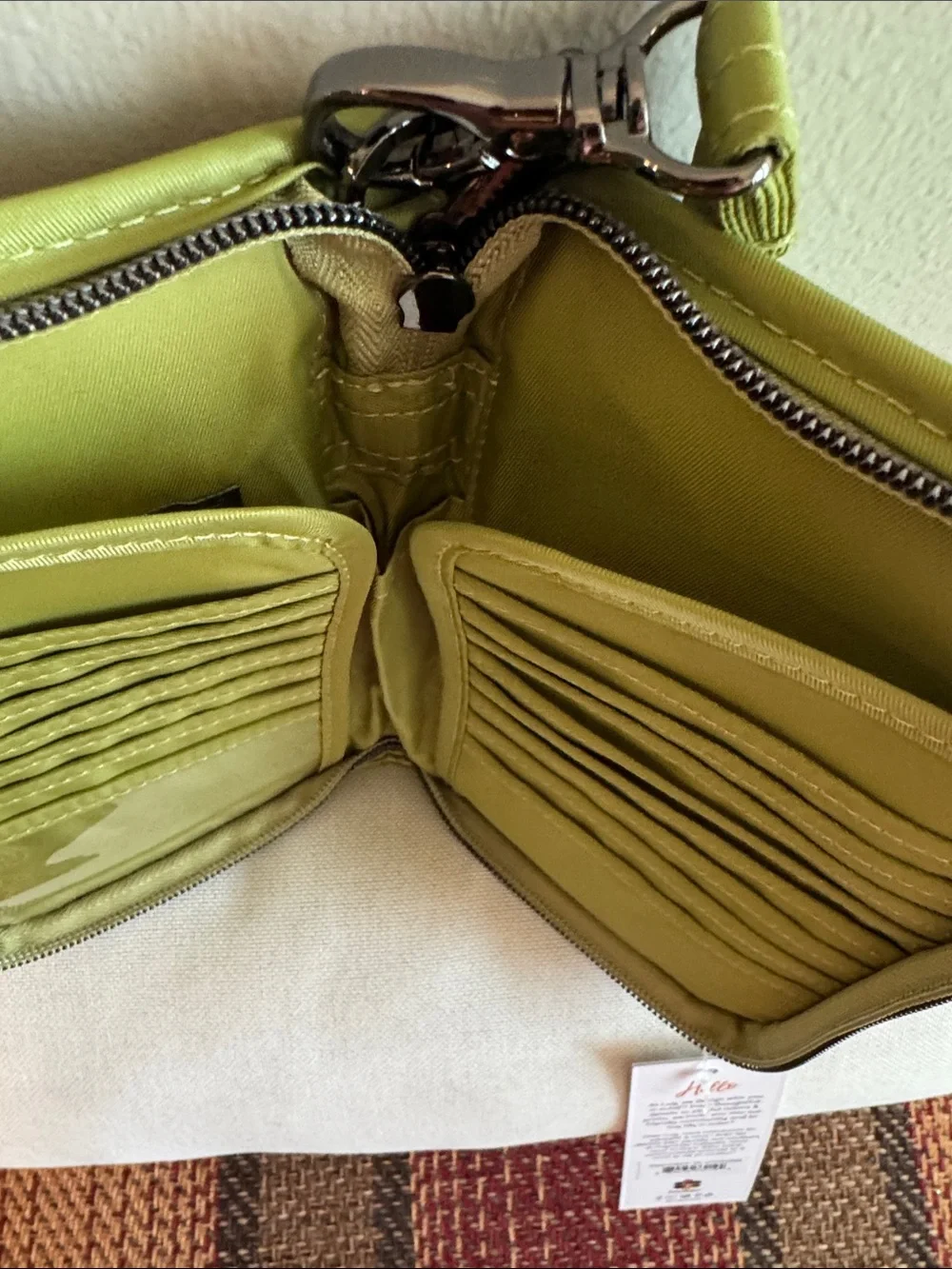 Lug Tandem Zip SE Grass Green Quilted Wristlet/cell phone Wallet-